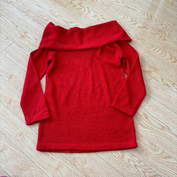 Red off the shoulder cowl neck sweater knit medium - Picture 1 of 2